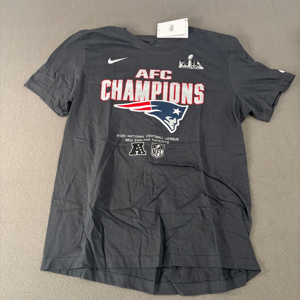 Nike New England Patriots 2025 AFC Champions Shirt Mens Size L Navy Blue NFL